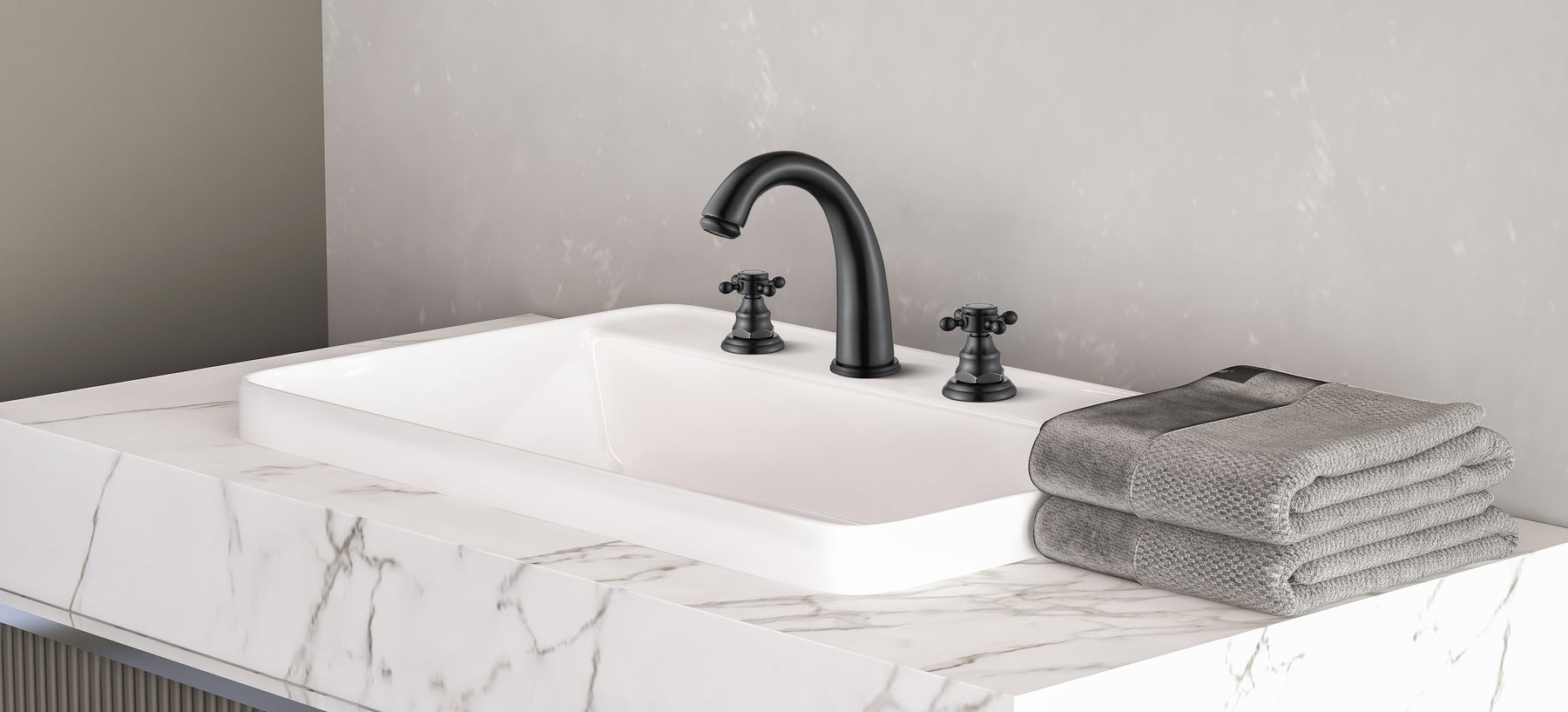 8 inch Widespread Bathroom Faucet 3 Hole Oil Rubbed Bronze Double Cross Handle Mixer Bathroom Sink Tap Deck Mount Hot Cold Water Matching Pop Up Drain with Overflow