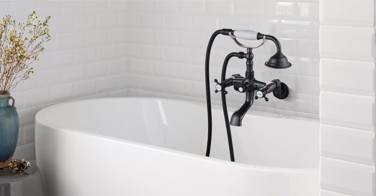 Vintage Wall Mount Clawfoot Tub Faucet Double Handle Shower Faucet System