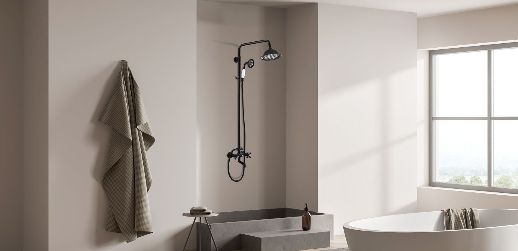 Oil Rubbed Bronze Shower Faucet8 Inch Rainfall Shower Head Set with Tub Spout Bathroom Shower System Wall Mount