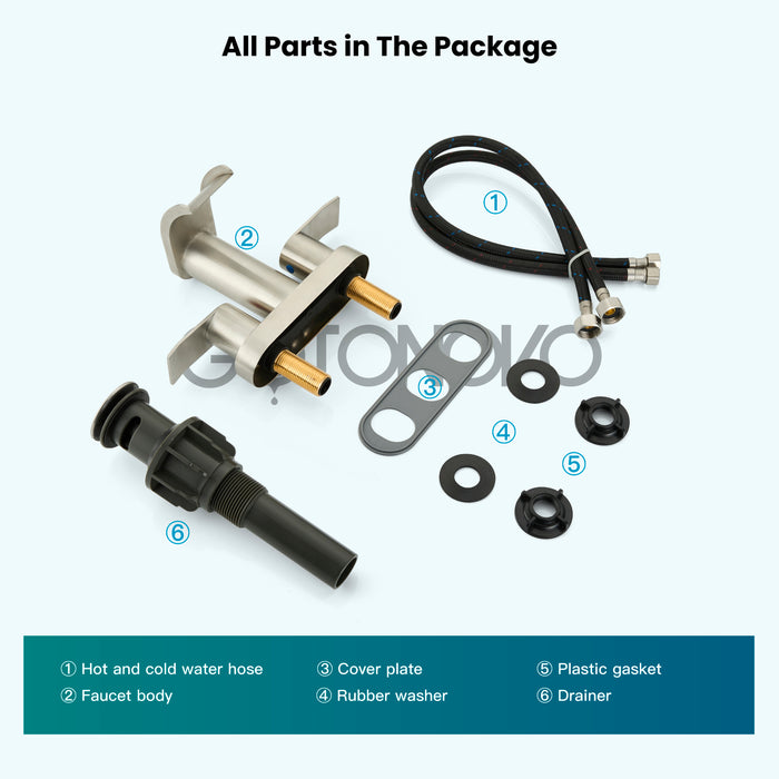 gotonovo 4 Inch Centerset Waterfall Bathroom Sink Faucet Deck Mount 2 Handle Basin Faucets 2 or 3 Hole with Pop Up Drain Included Lavatory Modern Mixer Tap Vanity Faucet