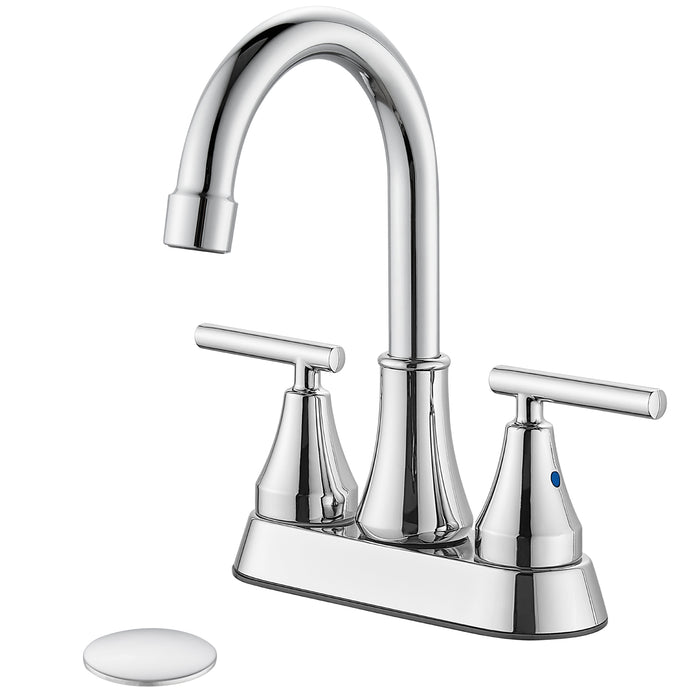 Bathroom Faucets 4 Inch Centerset Bathroom Sink Faucet Deck Mounted Swivel Spout Vanity Lavatory Faucet with Pop-Up Drain 2 Handle Utility Rv Sink Faucet