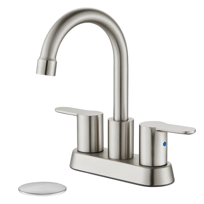 Bathroom Faucet 4 Inch Centerset Bathroom Sink Faucet, Double Handle Bathroom Faucets 360 Degree Swivel Spout Deck Mounted Lavatory Vanity Faucet Mixer Tap with Pop Up Drain