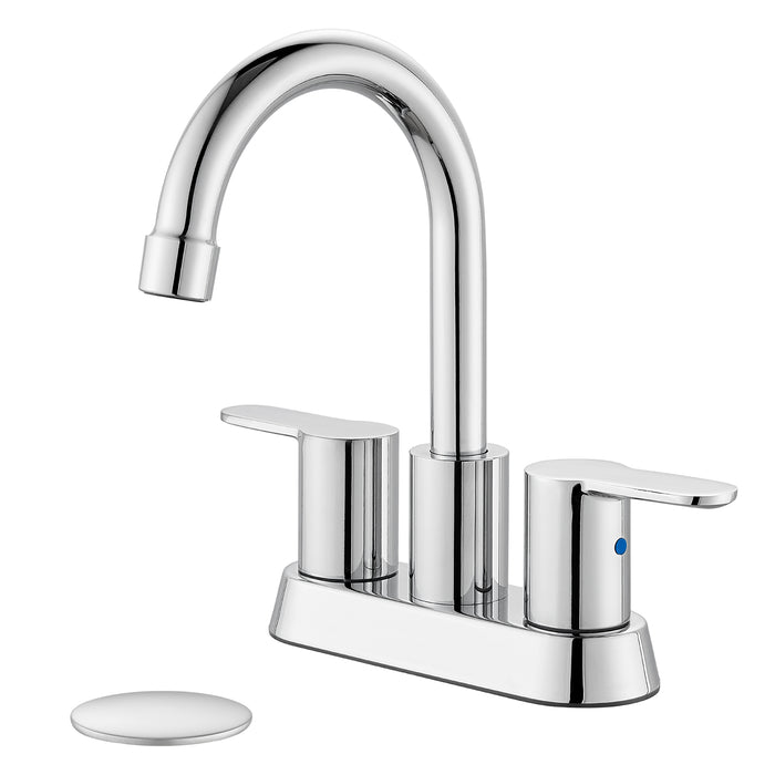 Bathroom Faucet 4 Inch Centerset Bathroom Sink Faucet, Double Handle Bathroom Faucets 360 Degree Swivel Spout Deck Mounted Lavatory Vanity Faucet Mixer Tap with Pop Up Drain