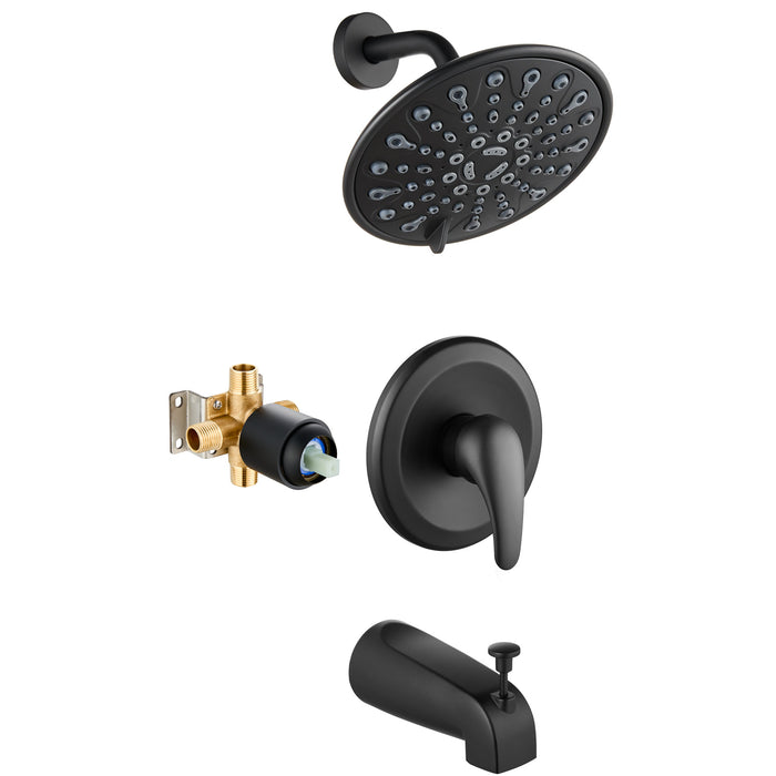 gotonovo Tub Shower Faucet Set Shower Head and Handle Set 6 Modes 6 inch Bathroom Trim Kit with Tub Spout High Pressure Shower System Combo with Valve Round Showerhead
