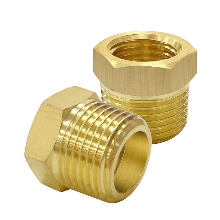 Brass Pipe Fitting 1/4 Inch Female Pipe 1/2 Inch Male Reducer Adapter Air Hose Adapter Metal Pipe Adapter 2 Pack