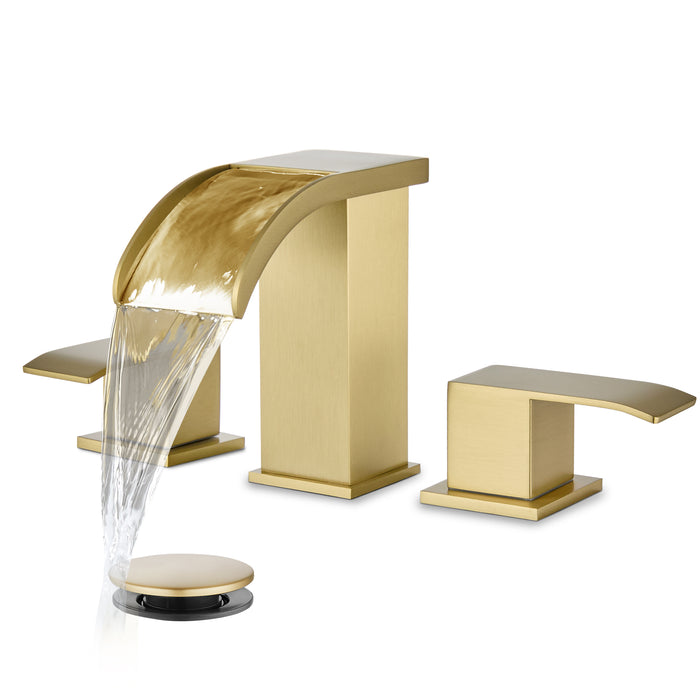 gotonovo Waterfall 8 inch Widespread Bathroom Faucet Set Bathroom Sink Faucet 3 Hole 2 Handle Vanity Lavatory Deck Mount with Pop Up Drain and Water Supply Lines