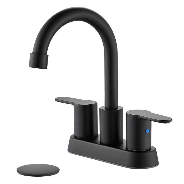Bathroom Faucet 4 Inch Centerset Bathroom Sink Faucet, Double Handle Bathroom Faucets 360 Degree Swivel Spout Deck Mounted Lavatory Vanity Faucet Mixer Tap with Pop Up Drain
