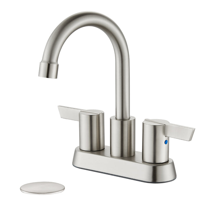 Bathroom Faucet 2 Handle Centerset Bathroom Sink Faucet 4 Inch Bathroom Faucets 360°Swivel Spout Deck Mounted Lavatory Vanity Faucet Mixer Tap with Pop Up Drain