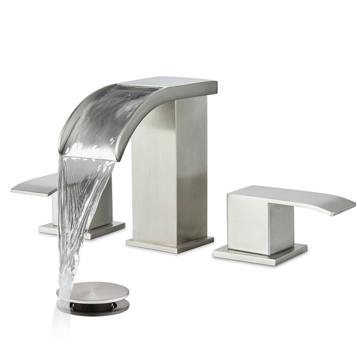 gotonovo Waterfall 8 inch Widespread Bathroom Faucet Set Bathroom Sink Faucet 3 Hole 2 Handle Vanity Lavatory Deck Mount with Pop Up Drain and Water Supply Lines