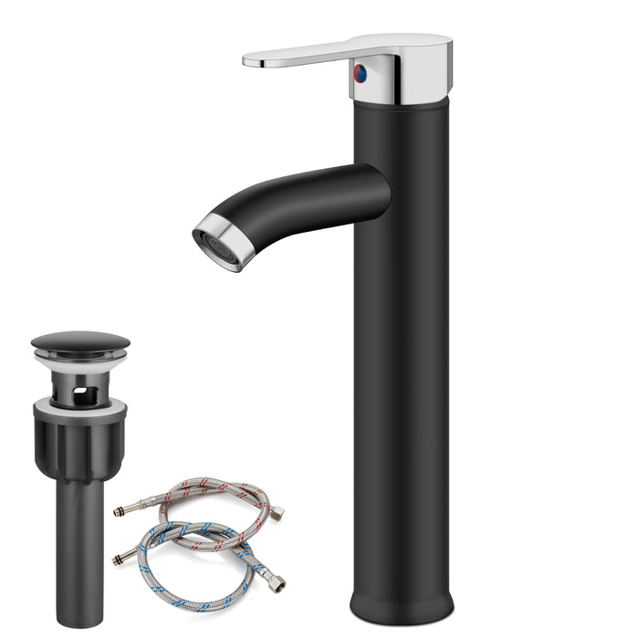 gotonovo Bathroom Sink Faucet 1 Handle Single Hole Deck Mount Tall type Faucet with Pop Up Drain Combo