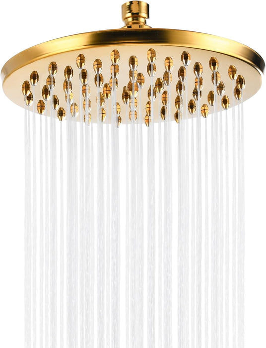 Gotonovo 8-inch Rainfall Round Shower Head Iron Nozzle High Pressure High Flow Adjustable Swivel Ball Metal Replacement For Bathroom Shower Heads