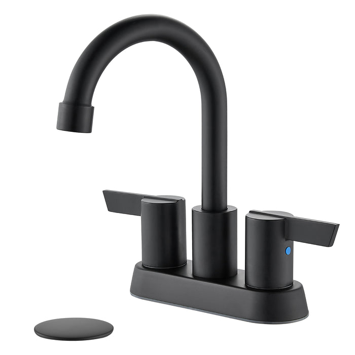 Bathroom Faucet 2 Handle Centerset Bathroom Sink Faucet 4 Inch Bathroom Faucets 360°Swivel Spout Deck Mounted Lavatory Vanity Faucet Mixer Tap with Pop Up Drain