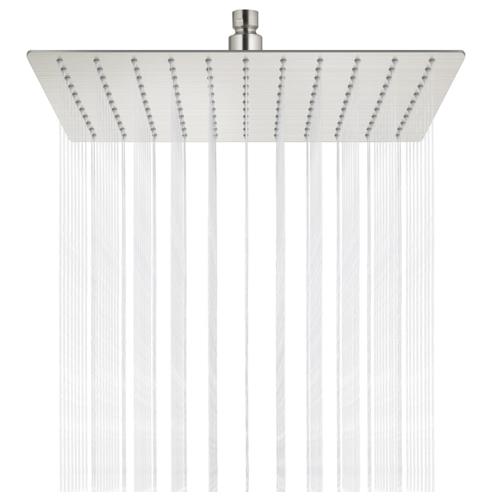 gotonovo Rainfall Shower Head 10 Inch Stainless Steel Square Rainfall  High Pressure Bath Rain Showerhead 1/16" Ultra Thin Waterfall Full Body Coverage with Silicone Nozzle