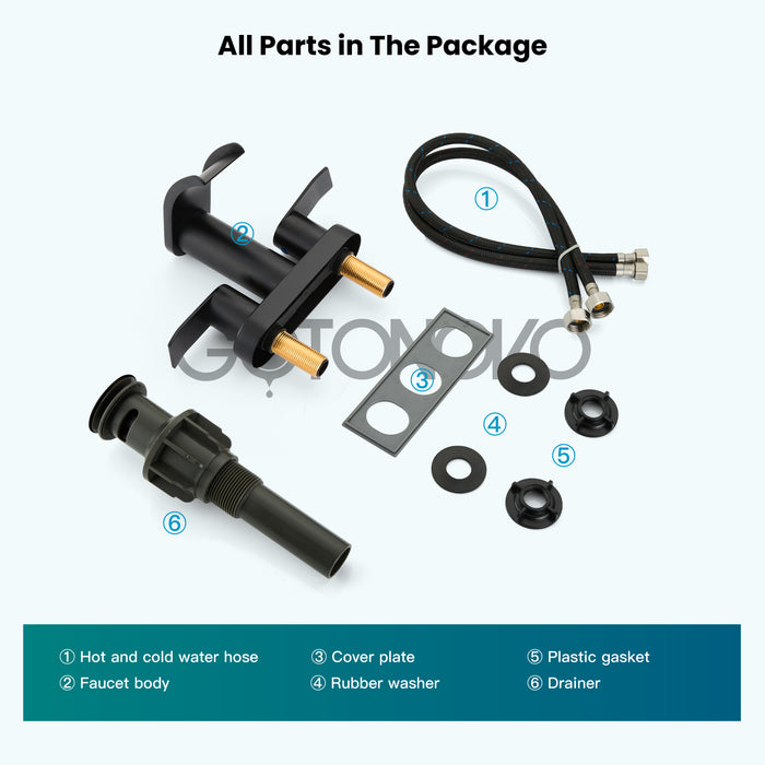 gotonovo 4 Inch Centerset Waterfall Bathroom Sink Faucet Deck Mount 2 Handle Basin Faucets 2 or 3 Hole with Pop Up Drain Included Lavatory Modern Mixer Tap Vanity Faucet