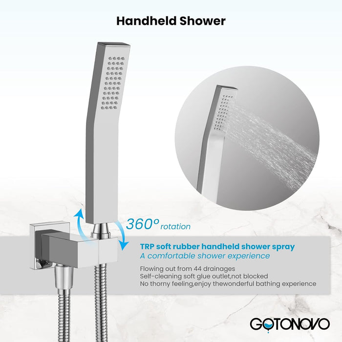 Gotonovo Brass L-Style Handheld Shower High Pressure Single Function Luxury Hand Shower