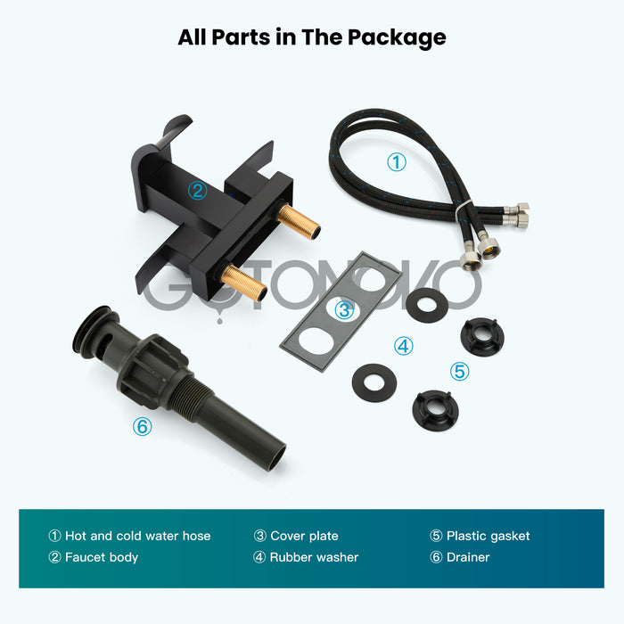 gotonovo Waterfall 4 Inch Centerset Bathroom Sink Faucet 2 Handle Basin Faucets 2 or 3 Hole Deck Mount with Pop Up Drain Included Lavatory Modern Mixer Tap Vanity Faucet