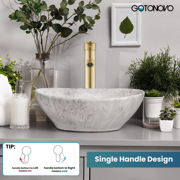 gotonovo Bathroom Vessel Sink Faucet Single Handle Lavatory Vanity Mixer Tap Tall Spout Single Hole