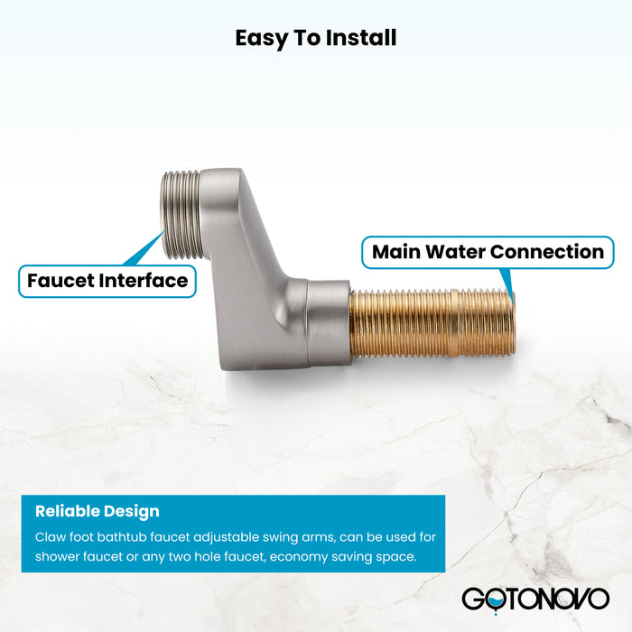 3-3/8 Inch Clawfoot Tub Adapter 2.17 Inch Extended Thread Adjustable Swing Arms Commercial Utility Eccentric Screw Plus Size 1 Pair