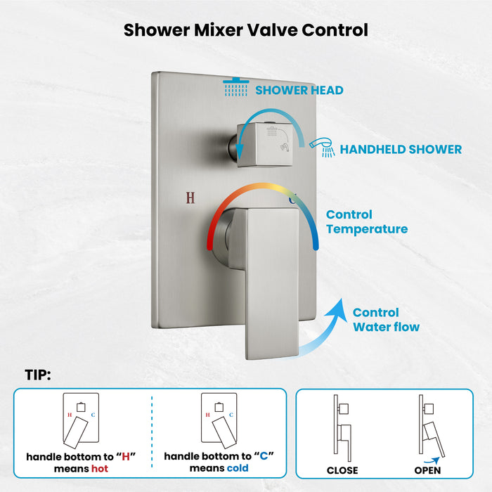 gotonovo Rain Shower System Ceiling Mount 12 Inch Shower Head with Handheld Spray Luxury High Pressure Shower Combo Set Rough-in Valve and Shower Trim Included Dual Function