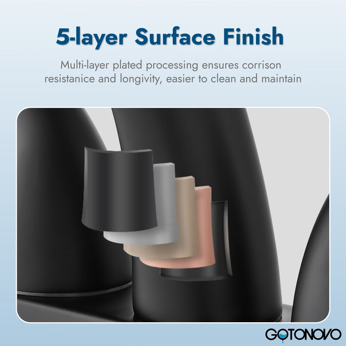 4'' Centerset Bathroom Lavatory Faucet Deck Mount 2 Handles Bathroom Sink Faucet Mixer Tap with Deck Plate Pop up Drain and Water Supply Hoses