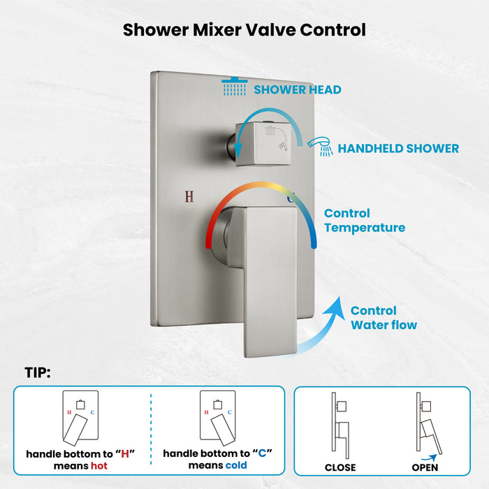 gotonovo Rain Shower System Ceiling Mount 12 Inch Shower Head with Handheld Spray Luxury High Pressure Shower Combo Set Rough-in Valve and Shower Trim Included Dual Function