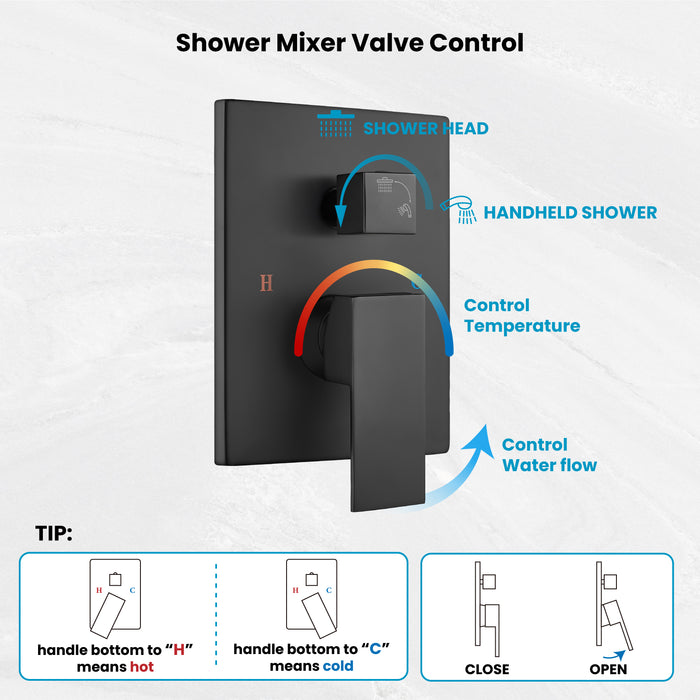 gotonovo Rain Shower System Ceiling Mount 12 Inch Shower Head with Handheld Spray Luxury High Pressure Shower Combo Set Rough-in Valve and Shower Trim Included Dual Function