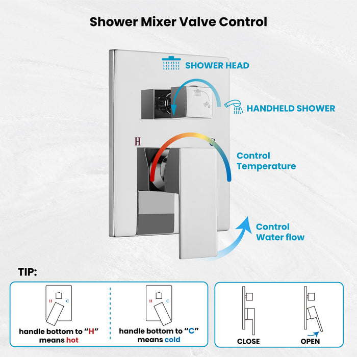 gotonovo Rain Shower System Ceiling Mount 12 Inch Shower Head with Handheld Spray Luxury High Pressure Shower Combo Set Rough-in Valve and Shower Trim Included Dual Function