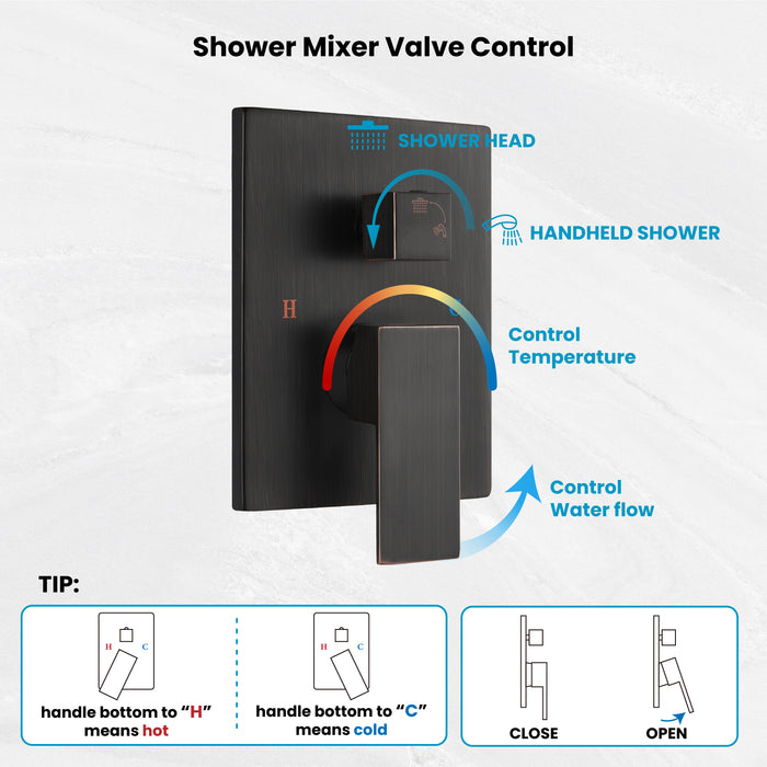 gotonovo Rain Shower System Ceiling Mount 12 Inch Shower Head with Handheld Spray Luxury High Pressure Shower Combo Set Rough-in Valve and Shower Trim Included Dual Function