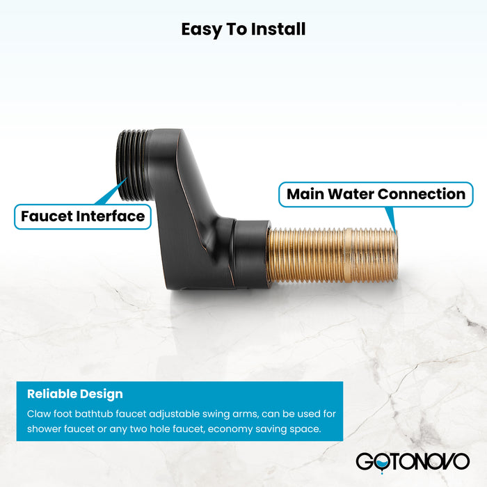 3-3/8 Inch Clawfoot Tub Adapter 2.17 Inch Extended Thread Adjustable Swing Arms Commercial Utility Eccentric Screw Plus Size 1 Pair