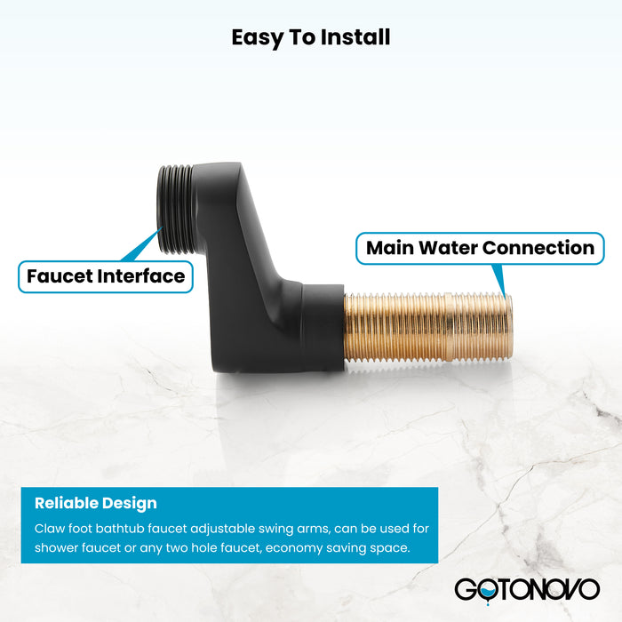 3-3/8 Inch Clawfoot Tub Adapter 2.17 Inch Extended Thread Adjustable Swing Arms Commercial Utility Eccentric Screw Plus Size 1 Pair