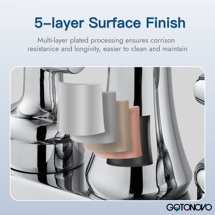 Bathroom Sink Faucet 4 Inch Centerset Lavatory Basin Mixer Tap Double Hole Two Handle Swivel Spout 360 Degree Deck Mount Vanity Vessel Faucet,Classic