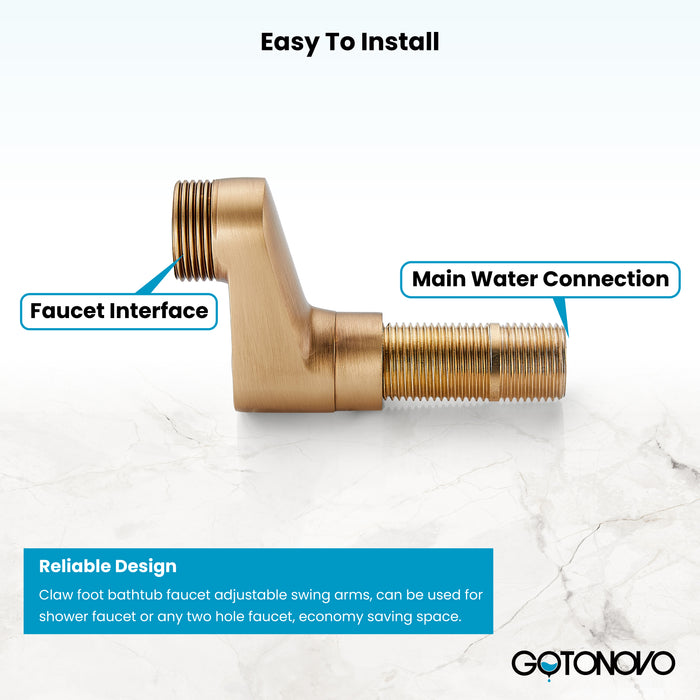 3-3/8 Inch Clawfoot Tub Adapter 2.17 Inch Extended Thread Adjustable Swing Arms Commercial Utility Eccentric Screw Plus Size 1 Pair