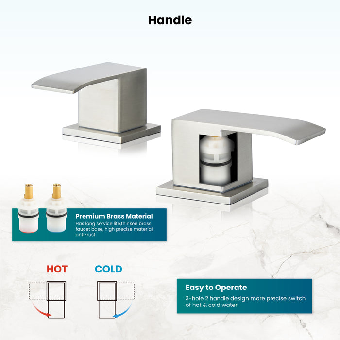 gotonovo Waterfall 8 inch Widespread Bathroom Faucet Set Bathroom Sink Faucet 3 Hole 2 Handle Vanity Lavatory Deck Mount with Pop Up Drain and Water Supply Lines