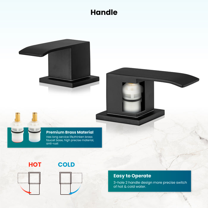 gotonovo Waterfall 8 inch Widespread Bathroom Faucet Set Bathroom Sink Faucet 3 Hole 2 Handle Vanity Lavatory Deck Mount with Pop Up Drain and Water Supply Lines