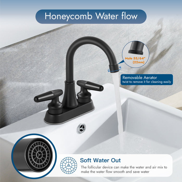 Bathroom Sink Faucet 4 Inch Centerset Lavatory Basin Mixer Tap Double Hole Two Handle Swivel Spout 360 Degree Deck Mount Vanity Vessel Faucet,Classic