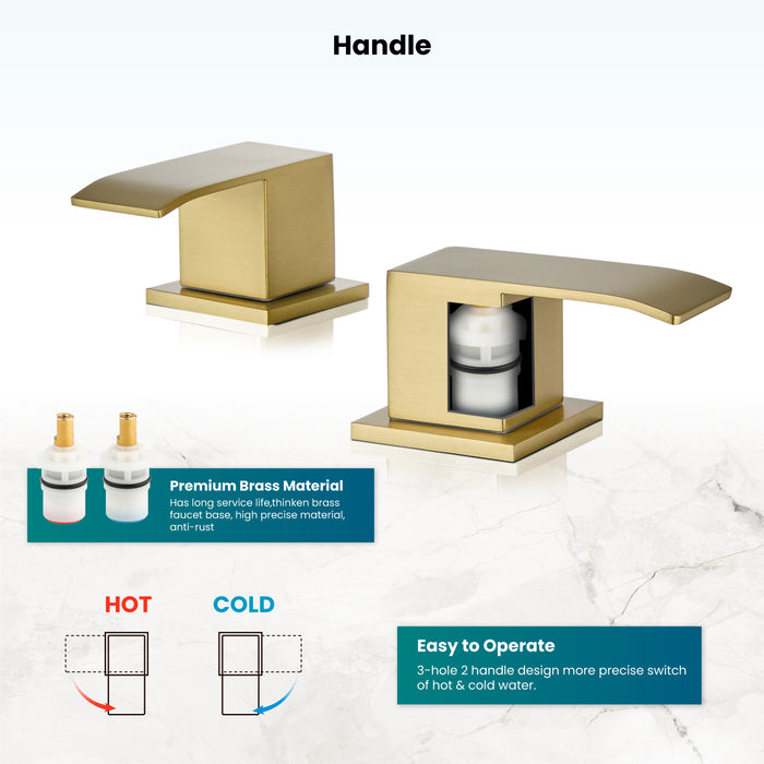 gotonovo Waterfall 8 inch Widespread Bathroom Faucet Set Bathroom Sink Faucet 3 Hole 2 Handle Vanity Lavatory Deck Mount with Pop Up Drain and Water Supply Lines