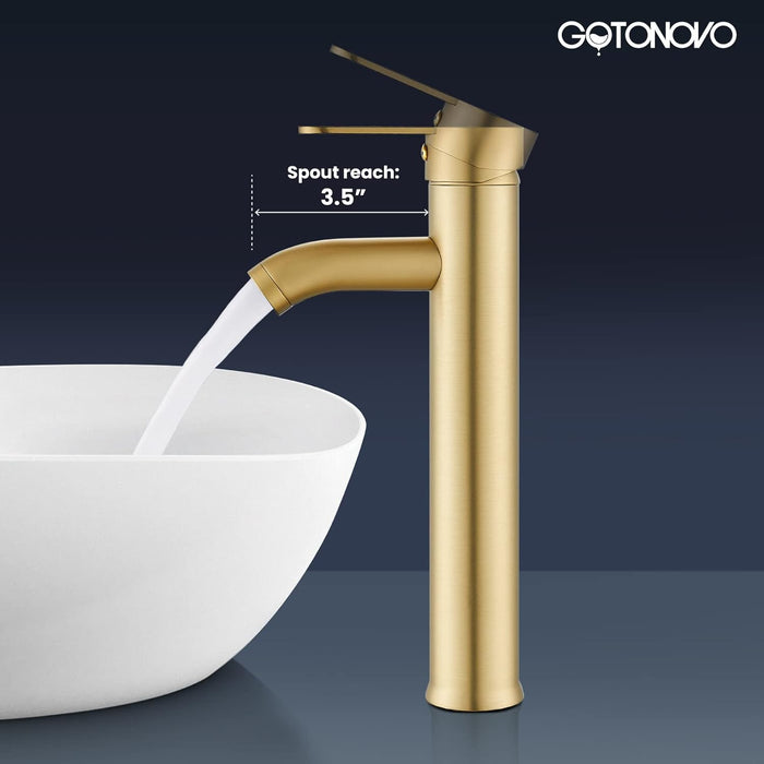 gotonovo Bathroom Vessel Sink Faucet Single Handle Lavatory Vanity Mixer Tap Tall Spout Single Hole