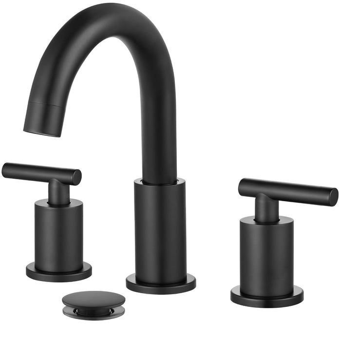 gotonovo 3 Hole 2 Handles Lavatory Basin Bathroom Sink Faucet with Pop Up Drain with Hot and Cold Mixer Valves 8 Inch Widespread Bathroom Faucet