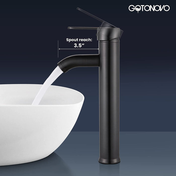 gotonovo Bathroom Vessel Sink Faucet Single Handle Lavatory Vanity Mixer Tap Tall Spout Single Hole