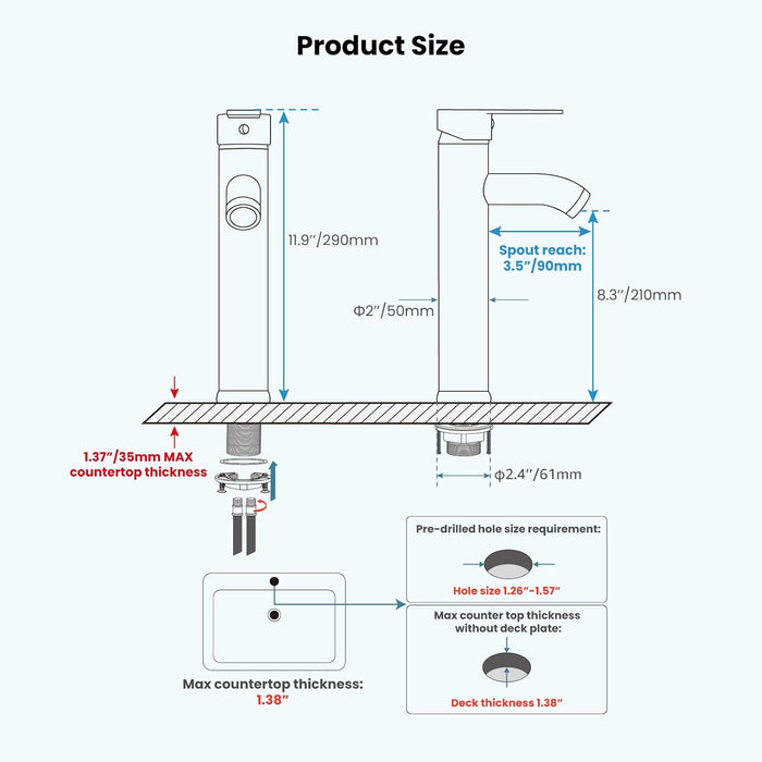 gotonovo Bathroom Vessel Sink Faucet Single Handle Lavatory Vanity Mixer Tap Tall Spout Single Hole