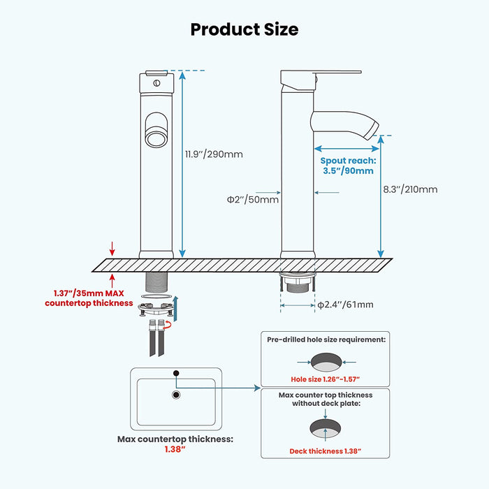 gotonovo Bathroom Vessel Sink Faucet Single Handle Lavatory Vanity Mixer Tap Tall Spout Single Hole