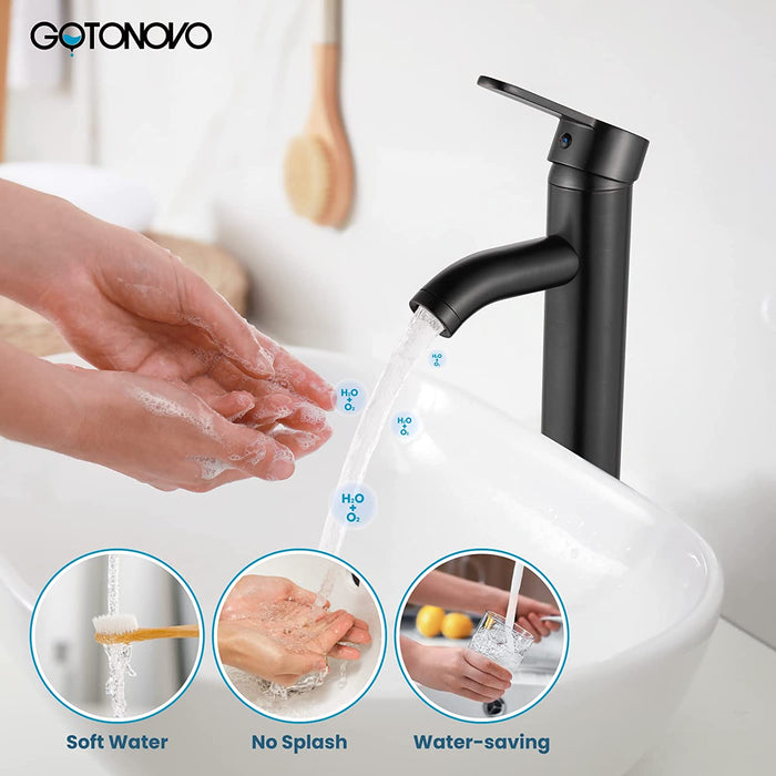 gotonovo Bathroom Vessel Sink Faucet Single Handle Lavatory Vanity Mixer Tap Tall Spout Single Hole