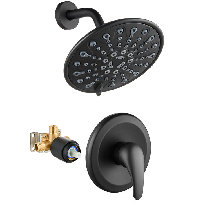 gotonovo Shower Faucet Set Bathroom Shower Head and Handle Set Complete 6 Settings 6 inch Rainfall Shower Head Kit High Pressure Shower System Combo Shower Trim Kit with Valve