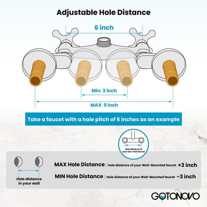 3-3/8 Inch Clawfoot Tub Adapter 2.17 Inch Extended Thread Adjustable Swing Arms Commercial Utility Eccentric Screw Plus Size 1 Pair