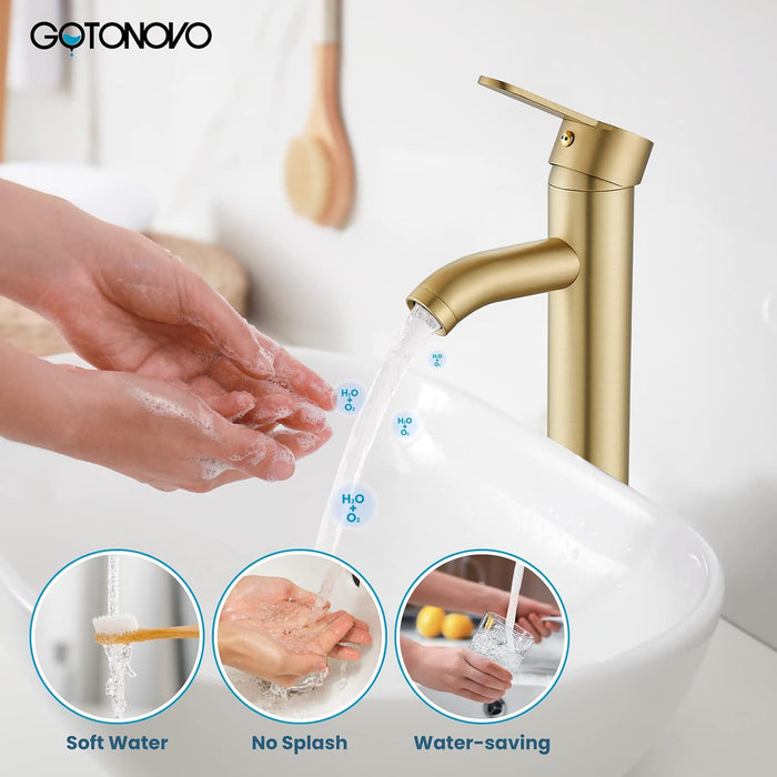 gotonovo Bathroom Vessel Sink Faucet Single Handle Lavatory Vanity Mixer Tap Tall Spout Single Hole