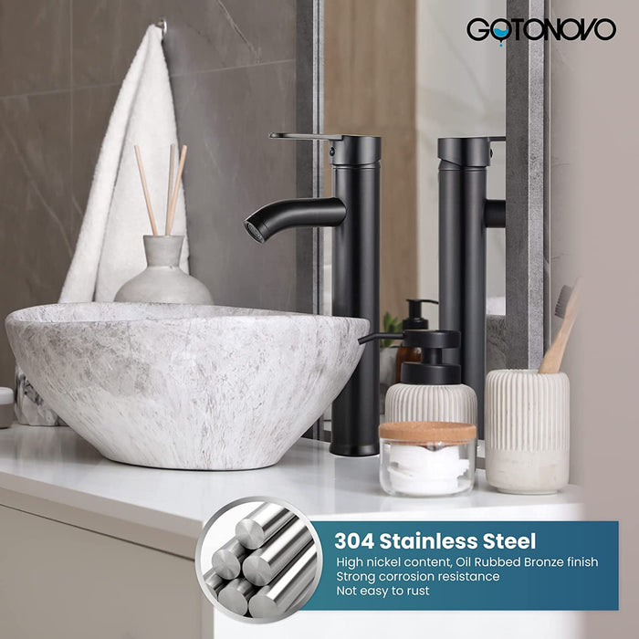 gotonovo Bathroom Vessel Sink Faucet Single Handle Lavatory Vanity Mixer Tap Tall Spout Single Hole