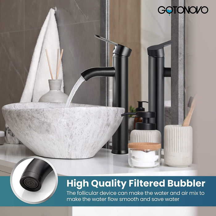 gotonovo Bathroom Vessel Sink Faucet Single Handle Lavatory Vanity Mixer Tap Tall Spout Single Hole