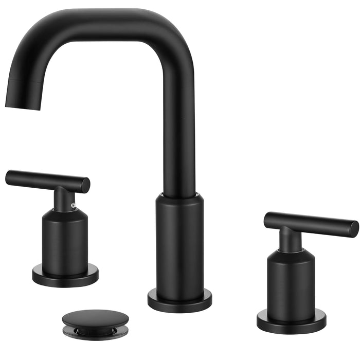 gotonovo 8 Inch Widespread Bathroom Sink Faucet 3 Hole 2 Handles Lavatory Basin with Pop Up Drain with Hot and Cold Mixer Valves Vintage