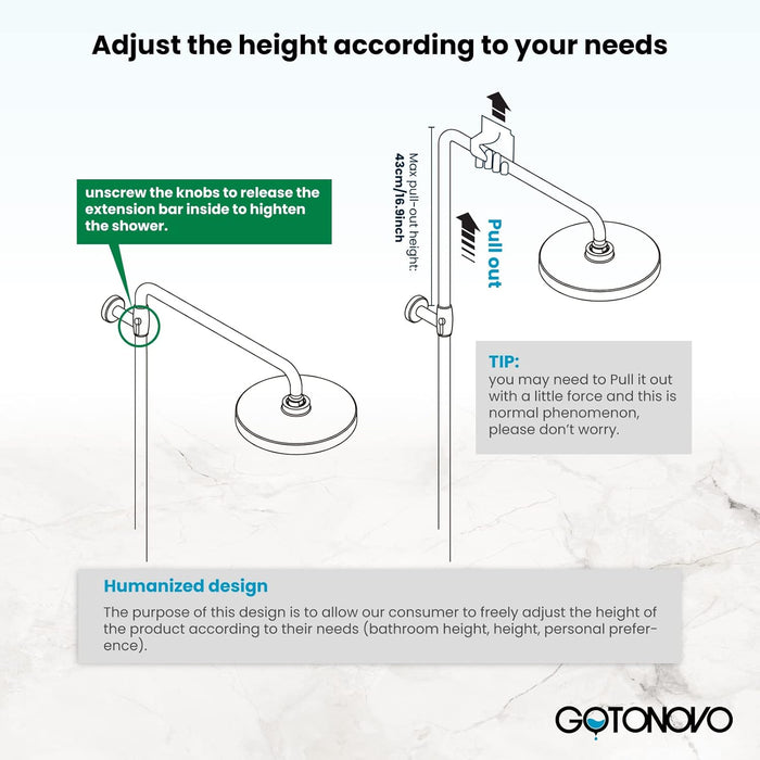 gotonovo Exposed Bathroom Tub Shower Faucet Set with Shower Shelf 8 inch Rainfall Shower Head with Handheld Spray with Tub Spout Shower System 3 Function Wall Mounted Double Cross Handle