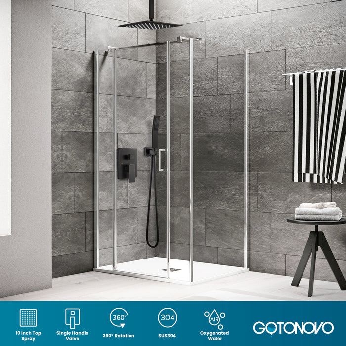 gotonovo Rain Shower System Ceiling Mount 12 Inch Shower Head with Handheld Spray Luxury High Pressure Shower Combo Set Rough-in Valve and Shower Trim Included Dual Function
